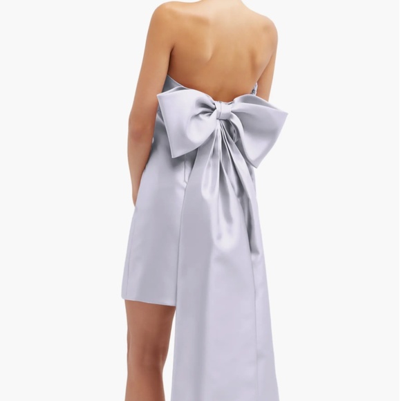 D697 NEW ALFRED SUNG Silver Dove OVERSIZE BOW BACK Strapless SATEEN Mini DRESS 8 - Picture 16 of 16